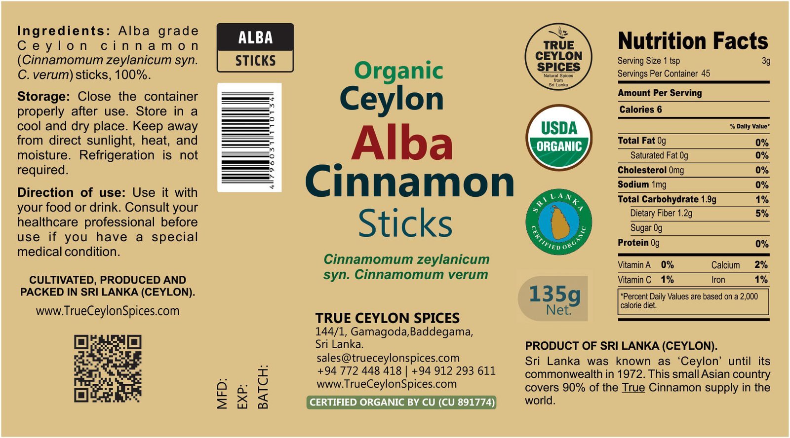 Certified Organic Ceylon Alba Cinnamon Sticks - Image 20